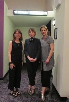 Zeva Oelbaum, Anne-Katrin Titze and Sabine Krayenbühl on the opening night for Letters From Baghdad in New York